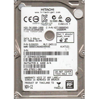 Disco Rigido Hitachi 1TB SATA 2.5'' 5400rpm