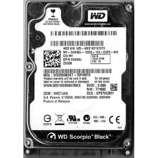 Disco Rigido Western Digital 250GB SATA 2.5'' 7200rpm