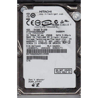 Disco Rigido Hitachi 250GB SATA 2.5'' 5400rpm