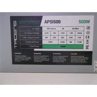 Fonte Alimentação TACENS ANIMA 500Watts Fan 120mm