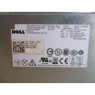 Fonte Alimentação DELL 255W 80 Plus Optiplex 360|380|580|760|780|980 (F255E-01)